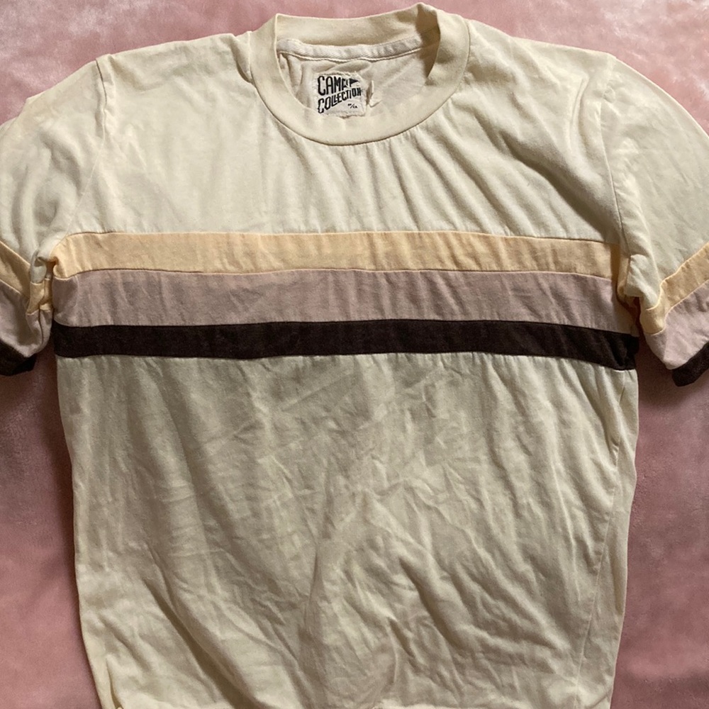 CAMP COLLECTION ICE CREAM SHORT SLEEVE RINGER TEE RETRO STRIPE T-SHIRT NWOT L